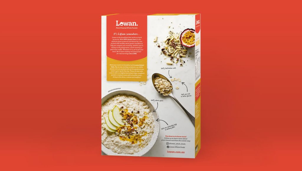 Lowan packaging back of box design by Messy Collective