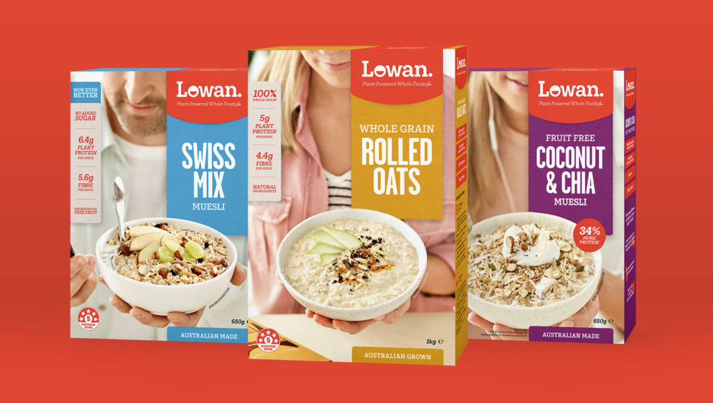 Three Lowan packaging designs by Messy Collective