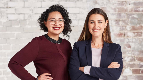 Two smiling lawyers looking at camera - photo from Legal Aid NSW's 'What Do You Stand For?' campaign by Messy Collective