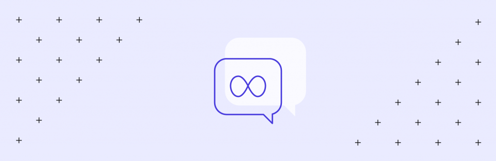 icon with speech bubble and infinity sign