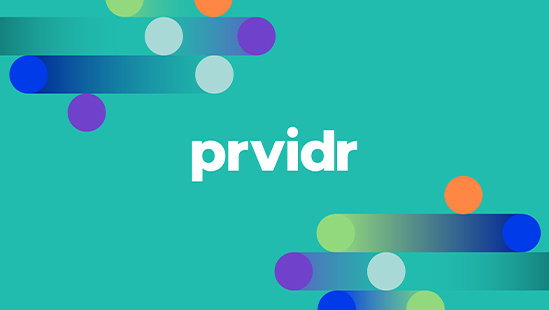 The Prvidr logo on the brand turquoise background, surrounded by the Prvidr pattern